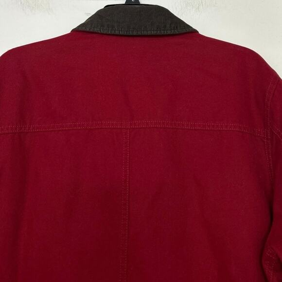 Lands’ End Red 1X Canvas Barn Coat – Chore Coat, Corduroy Collar, Flannel Lining - Picture 9 of 14
